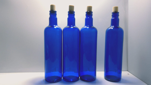 3 Botellas Vidrio Azul Hooponopono Agua Solar + 1 De Regalo