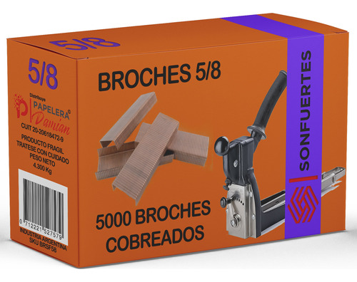 Broches 5/8 Cobreado 5000u Sonfuertes Dinamit 90 Abrochadora