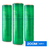 Bobina Filme Stretch 25 Micras 2,5kg Verde Colorido 200m