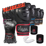 Luva De Boxe Kit Muay Thai Naja + Bandagem + Bucal + Bolsa