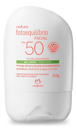 Bloqueador Facial Gel Crema Anti Brillo Fps 50 Natura 50g