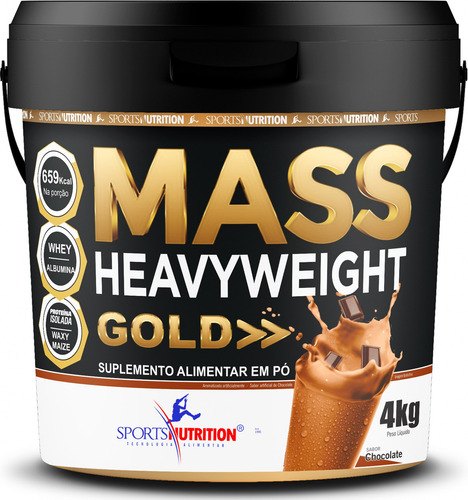 Balde Do Hipercalórico Mass Heavyweight Com Whey Isolado E Insumos Importados 4kg - Sabor: Chocolate