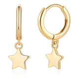 Pendientes De Estrella Para Niñas Huggie Hoop, Plata De Ley 