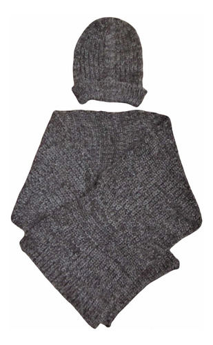 Combo Gorro Bufanda Cubrecuello Gris Oscuro Adulto