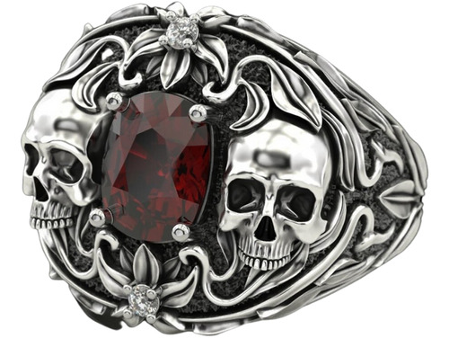 Anillo De Calaveras En Plata 925 Anillo Hombre Vida Y Muerte