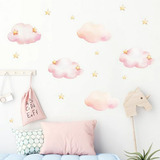 Pegatinas De Pared Con Nubes Y Estrellas Rosas, Dibujos Anim