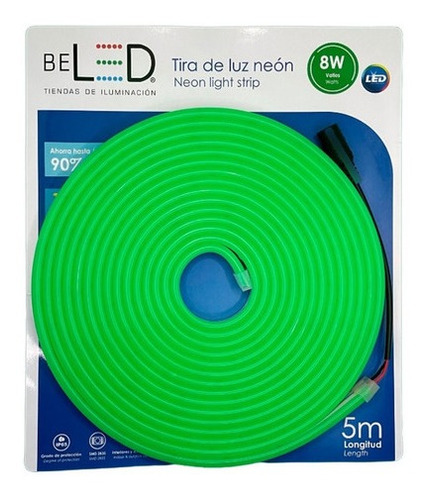 Tira Led Neon Flex 5m 12v Alto Brillo Decorativa Ip66 Verde