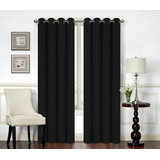 Cortinas Blackout Argollas Largas Negro Noche Oscura