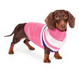 Abrigo Perro Sweater Rosa Tejido Rayas Kaspet