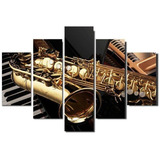 Quadros Decorativos  Saxofone  Mosaico 5 Peças