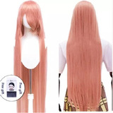 Peruca Longa Anime Cosplay Lolita 100cm Rose Goiaba +wig Cap