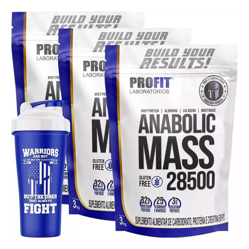 3 Hipercalórico Anabolic Mass + Coqueteleira - Profit