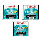Maxell Disco Compacto Regrabable Cd-rw, 4x, 3 Piezas, 630010