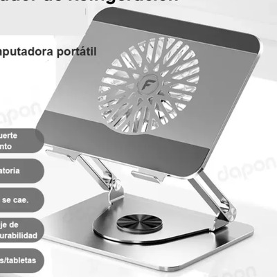 Base Enfriadora Para Laptop Dapon Z7 | Ventilador Integrado, Base Giratoria 360°, Altura Ajustable, Soporta 10kg, Antideslizante, Compatible Con Laptops Y Tablets De 10 A 16 Pulgadas, Color Gris | Envío gratis