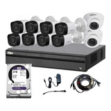 Kit 8 Camara Bullet 2 Domo Dvr 16ch Hd Dahua Disco H265 30fp