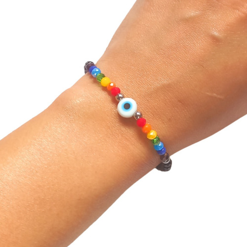 Pulsera Elastizada 7 Chakras Con Ojo Turco