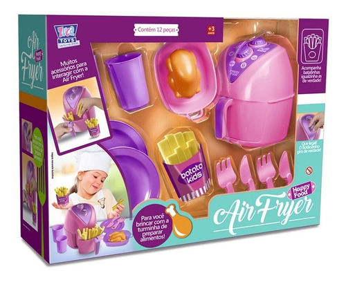 Brinquedo Air Fryer Happy Food Zuca Toys Ref.7645 Cor Rosa