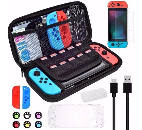 Kit De Acessórios 16 Em 1 Com Estojo Para Nintendo Switch