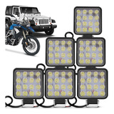 Kit 6 Farol De Milha 16 Leds 48w 12v/24v Off-road 6000k 