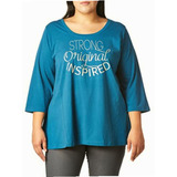 Rainbeau Curves Camiseta Cyndi Para Mujer Talla Grande, Azul