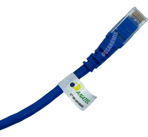 20un Patch Cord Rj45 Cat6 50cm 100% Cobre Hom Anatel Azul