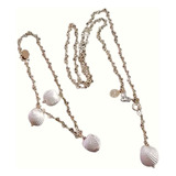 Clm-conjunto  Pulseira Colar Concha Natural Folheado Ouro