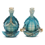 Set 2 Estatuas Yoga Tortuga, Decoración Hogar, Figura Zen Re