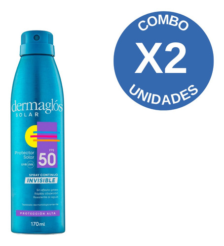 Combo Protector Solar Dermaglós Fps 50 Invisible En Spray 