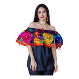 Blusa Chiapaneca Corzo Campesina Bordado Estambre Unitalla