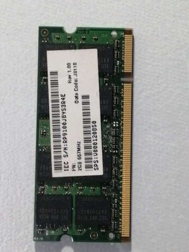 Memoria Ram Ddr2 Para Portatil 2gb 2rx8 Pc2-53000s