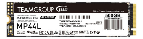 Ssd Teamgroup Mp44l De 500gb Con Memoria Caché Slc Nvme 1.4