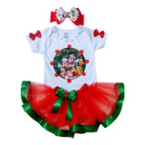 Conjunto Tutu Papai Noel Natal Disney Mesversário Fantasia