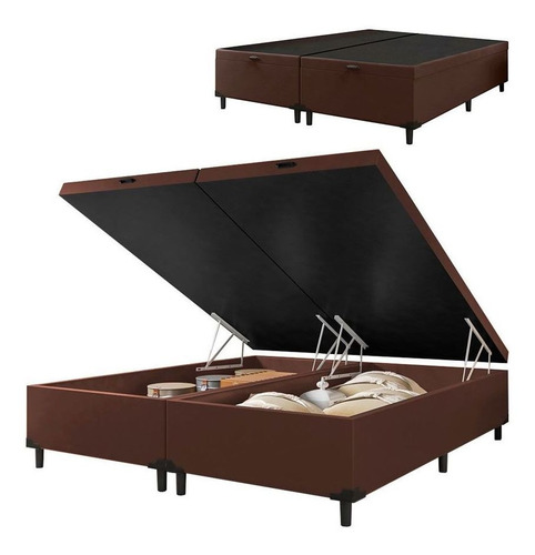 Cama Box Com Baú Queen 1,58m Prince Suede Marrom