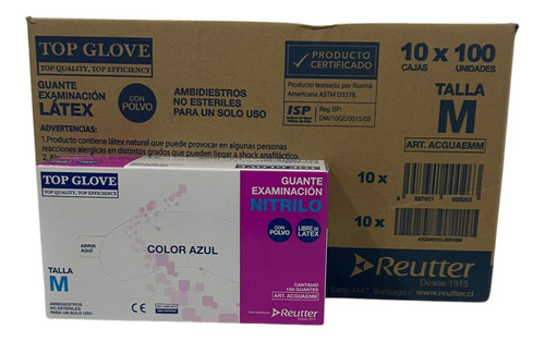 Pack 10 Cajas Guante Nitrilo Azul Con Polvo - Elige Talla