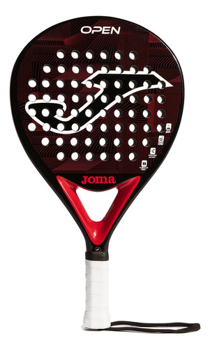 Paleta De Padel Joma Open 2024 Color Negro Y Rojo Marco De Carbono Caras De Fibra De Vidrio Pala Paddle Eva Soft Forma Lágrima