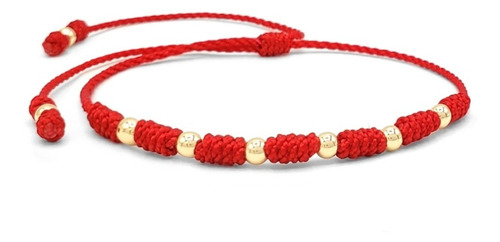 Pulsera 7 Nudos Hilo Rojo Oro Laminado 18k Iconic Store