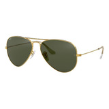 Lentes De Sol Ray - Ban Aviator Estilo Clasico Unisex Color De La Lente Verde Color Del Armazón Dorado Diseño Protección Uv