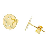 Aretes Mujer Niña Broquel Estrella Oro Sólido 14k Spadafora