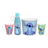 Kit Cesta Presente Stitch Balde Pipoca Copo Caneca E Garrafa