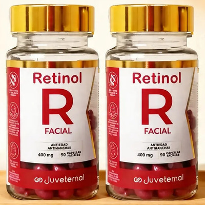 Juveternal Cápsulas Faciales De Retinol 2x1 90 Cápsulas C/u Twist-off Suero Facial Antiedad Y Antimanchas, Renueva, Suaviza Y Unifica El Tono De La Piel Todo Tipo De Piel Noche