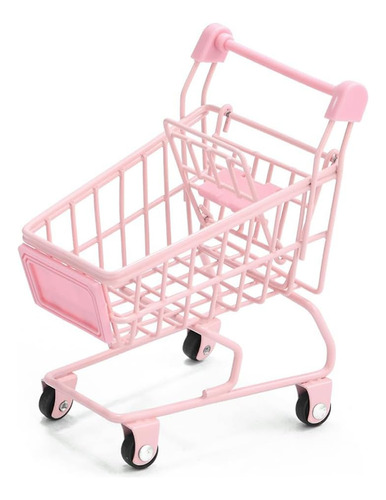 Mini Carrito Changuito Rosa Supermercado Organizador Metal 