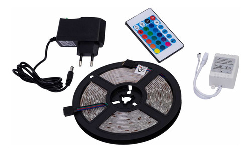 Fita Led Rgb 5050 5m Cores Prova Dagua + Controle 