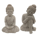 Shaoke Pacote De 2 Estátuas De Buda Estatueta De Escultura