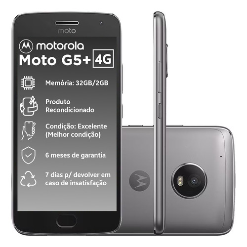 Moto G5 Plus 4g 32gb 2 Chip Tv Digital Cinza - Excelente