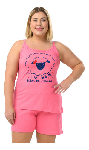 Pijama Verão Alcinha Feminino Plus Size De Algodão Dream Big