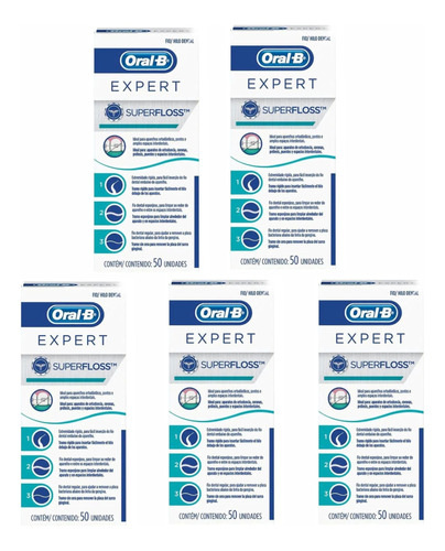 Kit 5 Fio Dental Oral-b Super Floss Expert