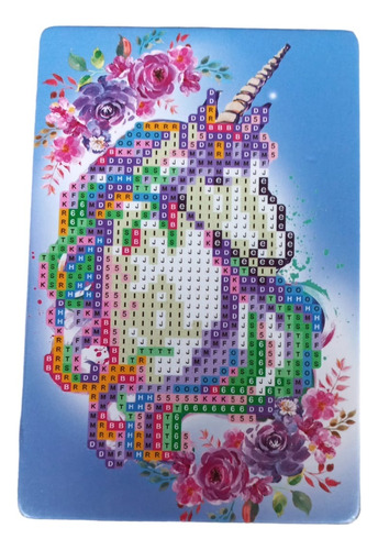 Pintura Por Diamantes Unicornio 4 Cuadro 15x10 Con Atril