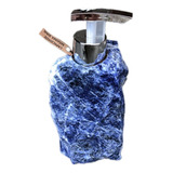 Porta Sabonete Liquido De Sodalita Azul Rústico Pedra Natura