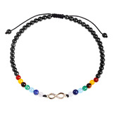 Jewever Pulsera Tobillera De Obsidiana Negra Con 7 Chakras .