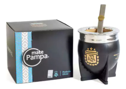 Mate Térmico Ecocuero Pampa Xl Imperial Negro Afa + Bombilla